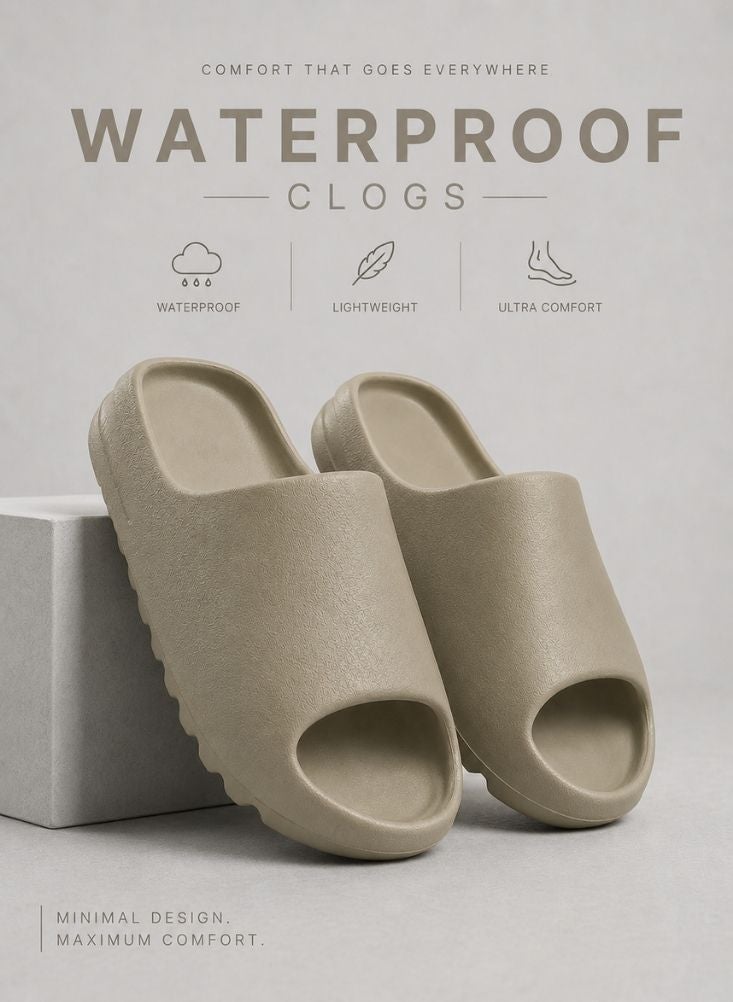 SLIDES Waterproof Comfort Slides – Beige - Image 1
