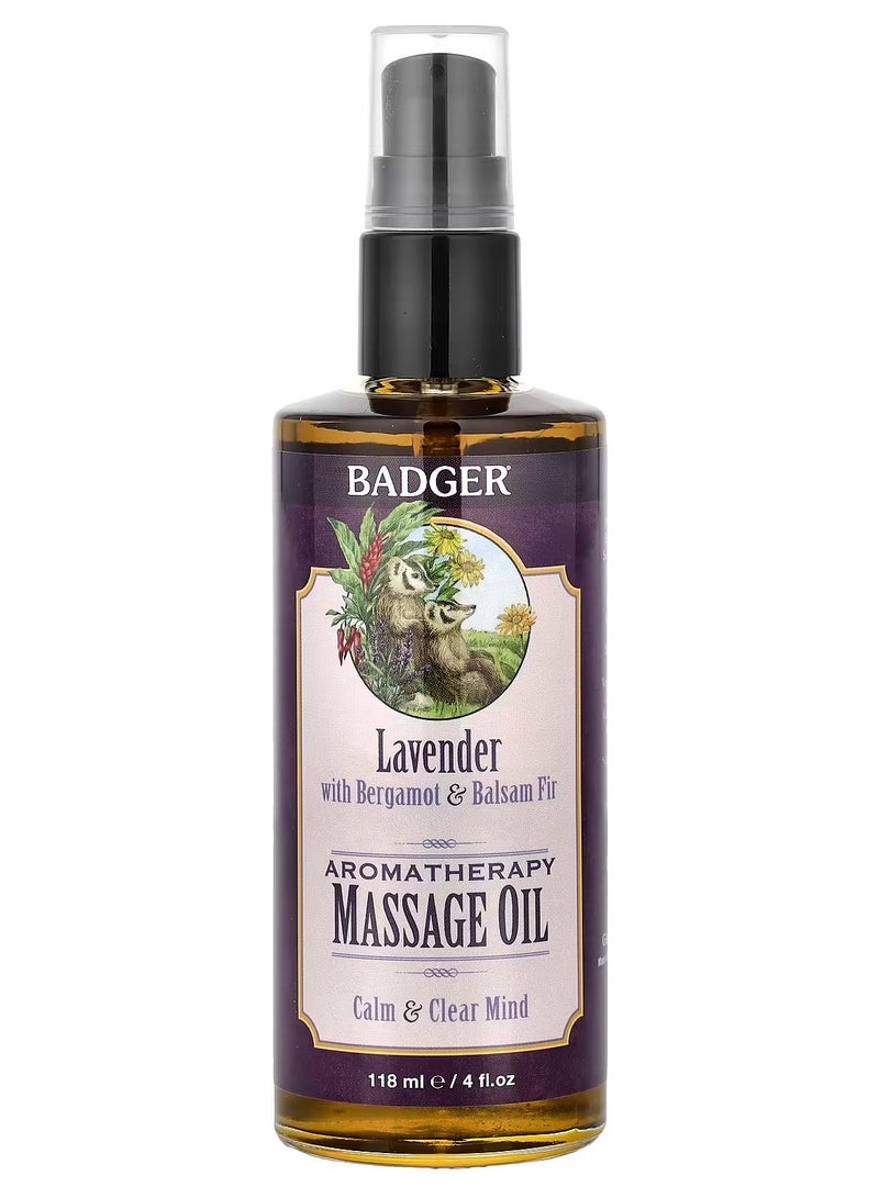 Badger Aromatherapy Massage Oil, Lavender with Bergamot & Balsam Fir, 4 fl oz (118 ml) - Image 2