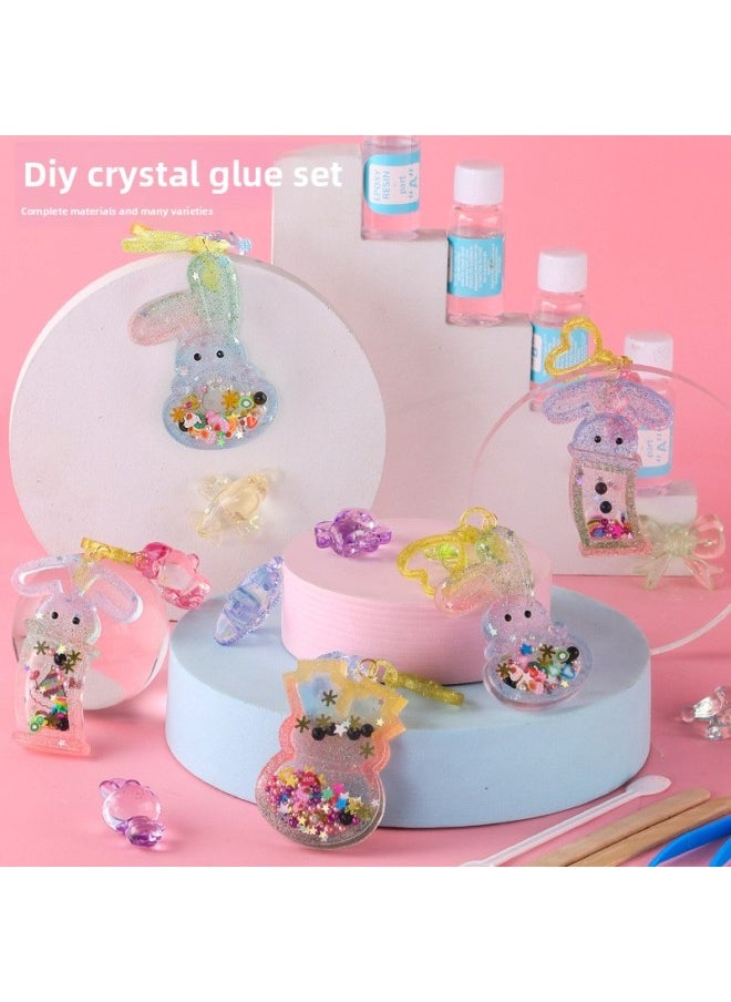 Generic - DIY Crystal Epoxy Material Package Cute Quicksand Keychain Shake Le Cai Epoxy Painting Toy-Color:Crystal Epoxy Rocking Music (cake Ornaments) - Image 1