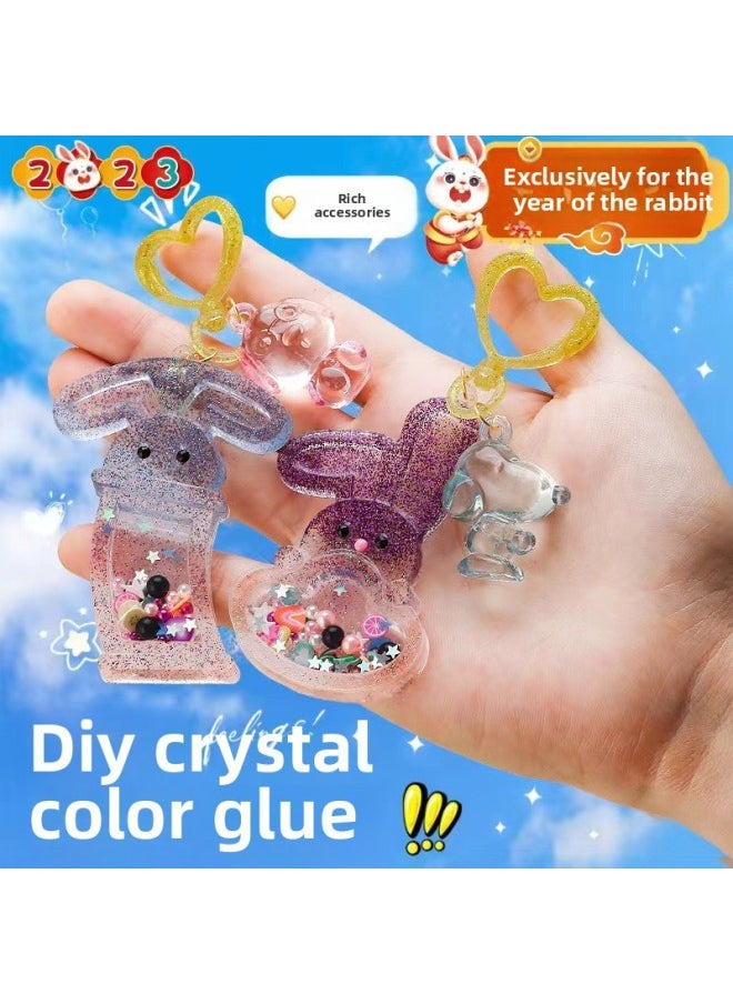 Generic - DIY Crystal Epoxy Material Package Cute Quicksand Keychain Shake Le Cai Epoxy Painting Toy-Color:Crystal Epoxy Rocking Music (cake Ornaments) - Image 1