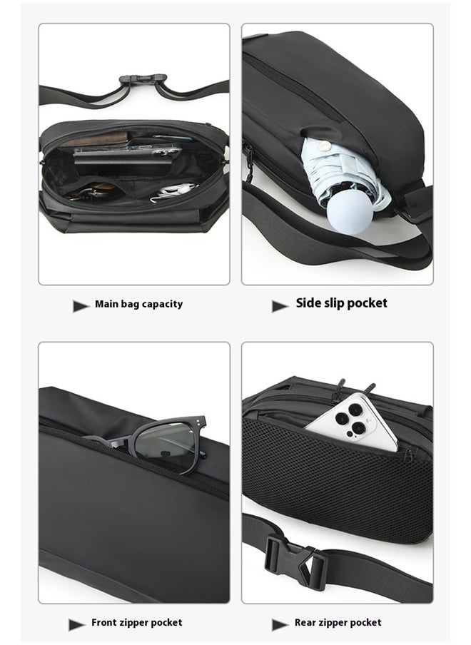 yongsheng Multifunctional Sports And Leisure Chest Bag Black,Crossbody Bag for Men and Women,Sling Bag,Adjustable Waist Belt,Durable,Water Resistant Fanny Pack Chest Bag for Travel Daypack Outdoor Running(Black)  - Image 4