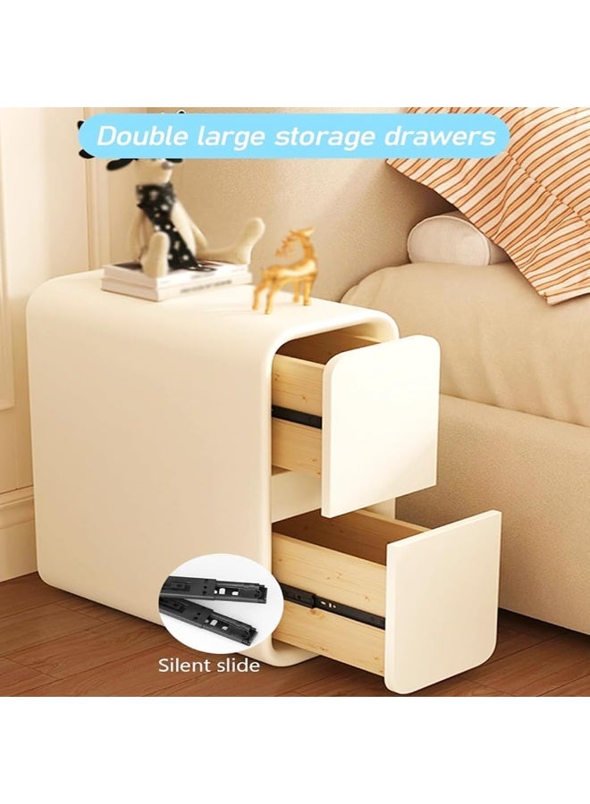 XiuWoo 2-Tier Modern Bedside Table, No installation Night Stand, Narrow Nightstand, End Side Table, Bedside Storage Cabinet, Fully Assembled Home Storage Cabinet with Leather Finishing, 2 Wood Drawers - Image 3