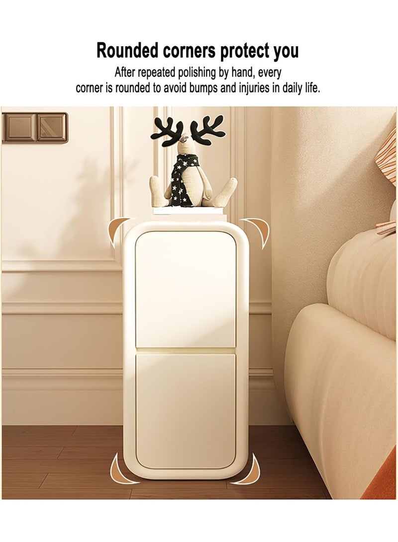 XiuWoo 2-Tier Modern Bedside Table, No installation Night Stand, Narrow Nightstand, End Side Table, Bedside Storage Cabinet, Fully Assembled Home Storage Cabinet with Leather Finishing, 2 Wood Drawers - Image 5