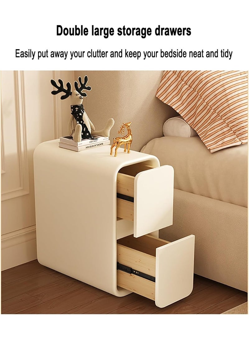 XiuWoo 2-Tier Modern Bedside Table, No installation Night Stand, Narrow Nightstand, End Side Table, Bedside Storage Cabinet, Fully Assembled Home Storage Cabinet with Leather Finishing, 2 Wood Drawers - Image 4