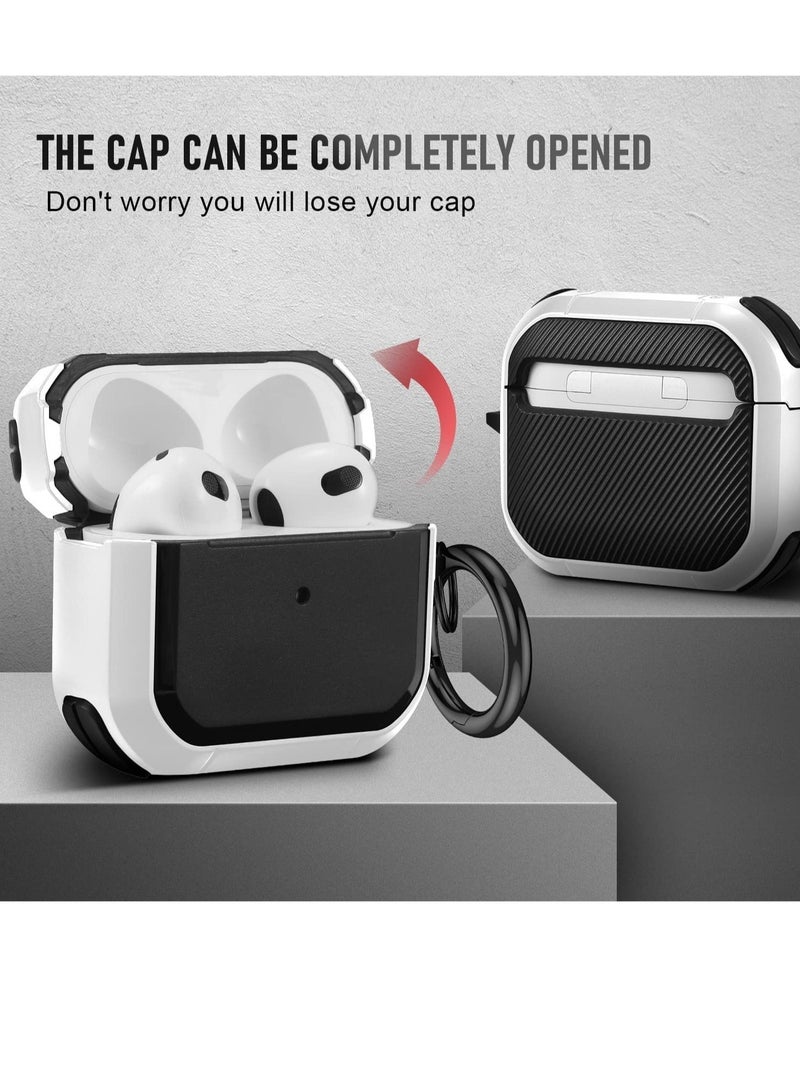 ELTRAZONE AirPods 3 Case Cover with Keychain Upgraded Armor Shockproof Hard-Shell Protective TPU Compatible for Apple Airpods 3rd Generation Case for Women Men Girls Boys (Front LED Visible) - Image 3