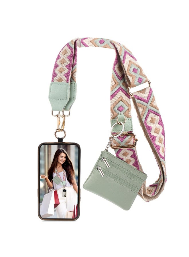 إكس ليفيل حبل هاتف عالمي، حزام بمشبك وحمل، مع محفظة، حزام هاتف بمحفظة بسحاب، حبل هاتف محمول قابل للتعديل مضاد للسرقة للنساء، مناسب لهواتف iPhone 17، 16 Pro Max، 15، Samsung Galaxy S25، S24، S23، معظم الهواتف الذكية، وملحقات سلسلة الهواتف المحمولة، باللون الأخضر - Image 1