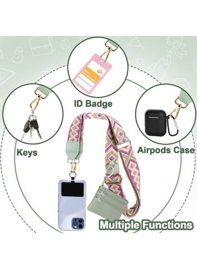 إكس ليفيل حبل هاتف عالمي، حزام بمشبك وحمل، مع محفظة، حزام هاتف بمحفظة بسحاب، حبل هاتف محمول قابل للتعديل مضاد للسرقة للنساء، مناسب لهواتف iPhone 17، 16 Pro Max، 15، Samsung Galaxy S25، S24، S23، معظم الهواتف الذكية، وملحقات سلسلة الهواتف المحمولة، باللون الأخضر - Image 2
