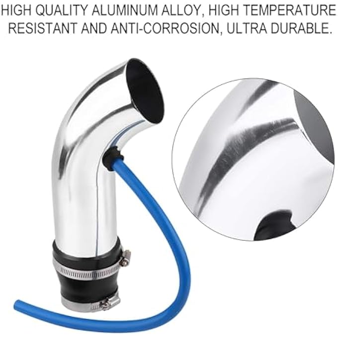 equlup Cold Air Intake Pipe Kit, 76 mm/3 Inch Universal Car Cold Air Intake Pipe Hose Kit, Car Filter System Parts for Car Replacement (Silver) - Image 4