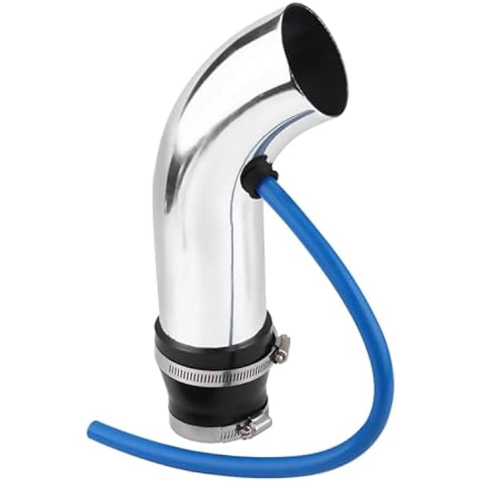 equlup Cold Air Intake Pipe Kit, 76 mm/3 Inch Universal Car Cold Air Intake Pipe Hose Kit, Car Filter System Parts for Car Replacement (Silver) - Image 1