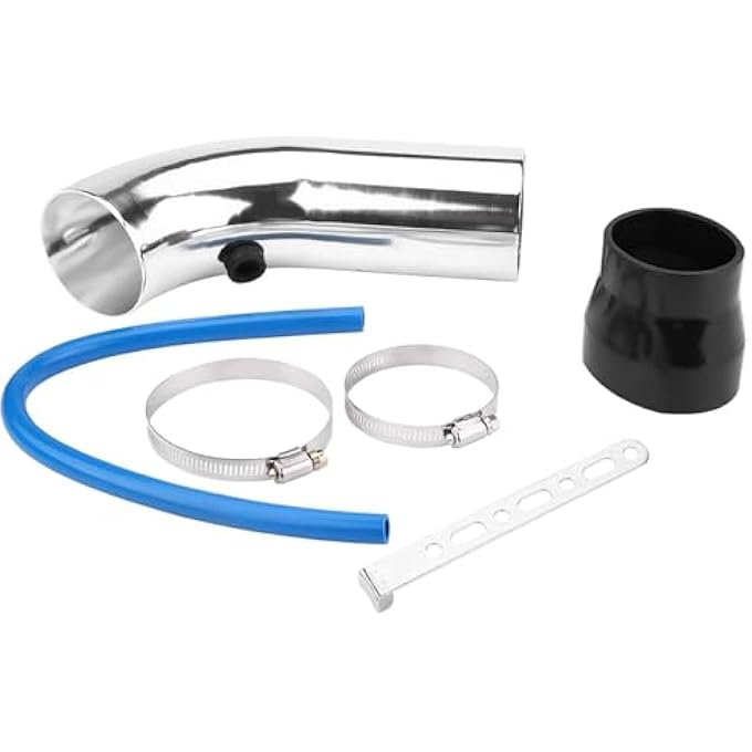 equlup Cold Air Intake Pipe Kit, 76 mm/3 Inch Universal Car Cold Air Intake Pipe Hose Kit, Car Filter System Parts for Car Replacement (Silver) - Image 5