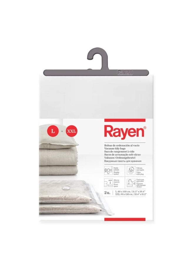 ريان Rayen أكياس تخزين تفريغ هواء L + XXL – لتوفير المساحة وحماية الملابس والبطانيات. - Image 1