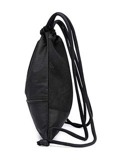 Arabest Drawstring Backpack,Sports Canvas Bag,Waterproof Oxford Fabric Drawstring Bag,Swimming Bag,Basketball Bag,Soccer Bag,Zipper 43*49cm(Black)  - Image 4
