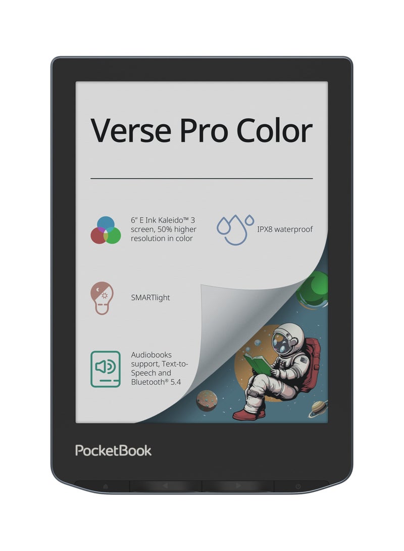 PocketBook VERSE PRO COLOR | Super Thin and Compact 6" e-Reader | Color Screen E Ink Kaleido™ 3 – Eye-Safe and Glare-Free | Text-to-Speech & Bluetooth | Audiobooks | SMARTlight | IPX8 Waterproof – Stormy Sea - Image 1