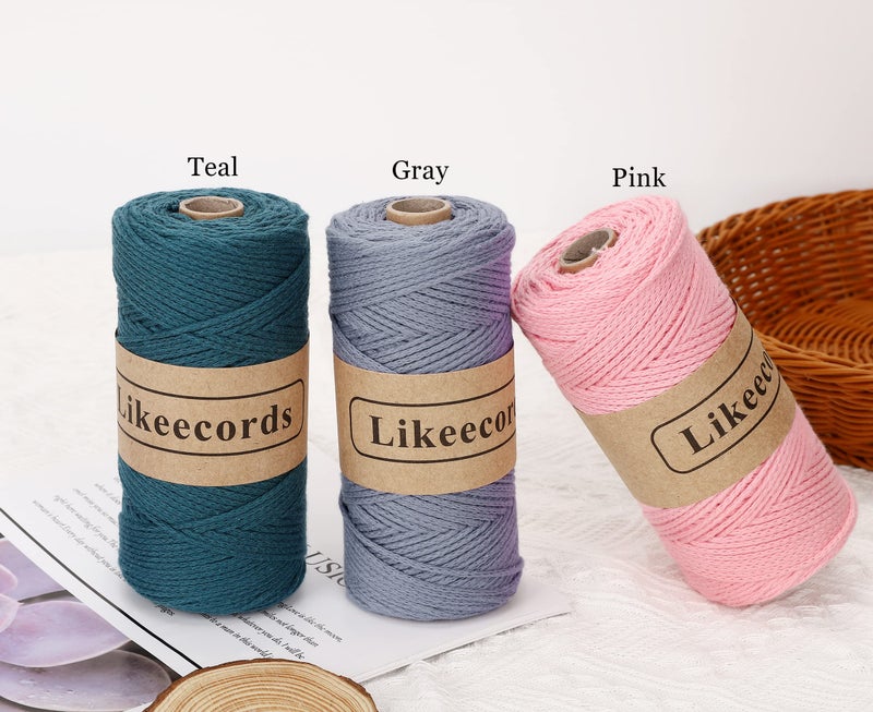 Likeecords 100% Cotton Crochet Bag Cord 2mm 170m Macrame Cord 2mm Crochet Thread Macrame Rope Gift for Knitter (Apricot) - Image 4