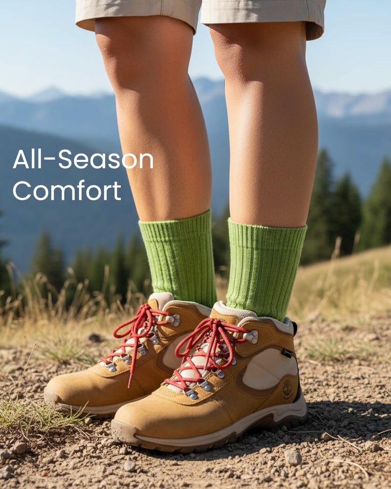 GoWith 4 Pairs Unisex Natural 97% Cotton Crew Socks, Comfy Cozy Breathable Seamless Casual Socks for Men & Women, Multicolor-1, X-Small, Model 3014 - Image 2