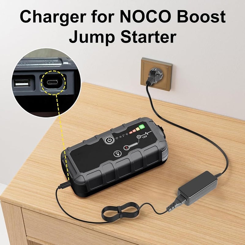 KFD Power Supply 65W USB-C Charger Charging Cable for NOCO Boost X GBX45 GBX55 GBX75 GBX155 1250A 1750A 2500A 4250A 12V UltraSafe Jump Starter Power Bank Car Battery Booster Jump Starter Charger Power - Image 2