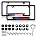 Gasedin 2 PCS Flag License Plate Frame American Flag Patriotic Stainless Steel Auto Plate Cover Vintage US RustProof Vehicle License Plate Holder Universal Car Accessories BlackColorful - Image 2