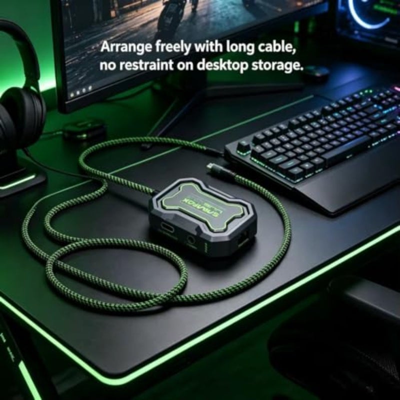 موزع USB-C 5 في 1 مزود بصوت 3.5 مم، RJ45 بسرعة 1000 ميجابت في الثانية PD 100 وات للكمبيوتر اللوحي والهواتف المحمولة وألعاب الكمبيوتر - Image 4