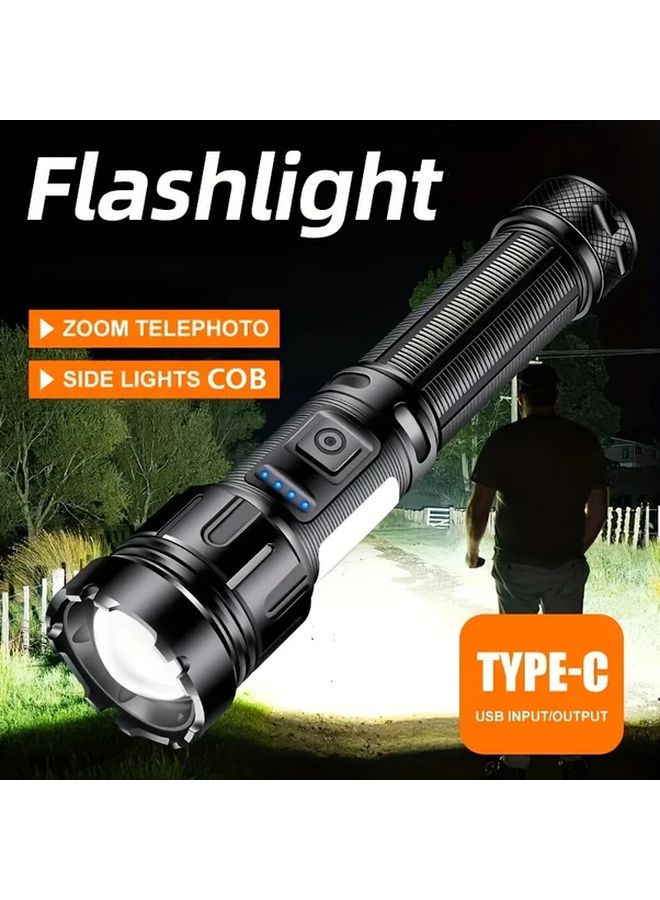 Black Rechargeable LED Flashlight 7 Modes Ultra Bright For Camping Hiking Emergency - Image 3
