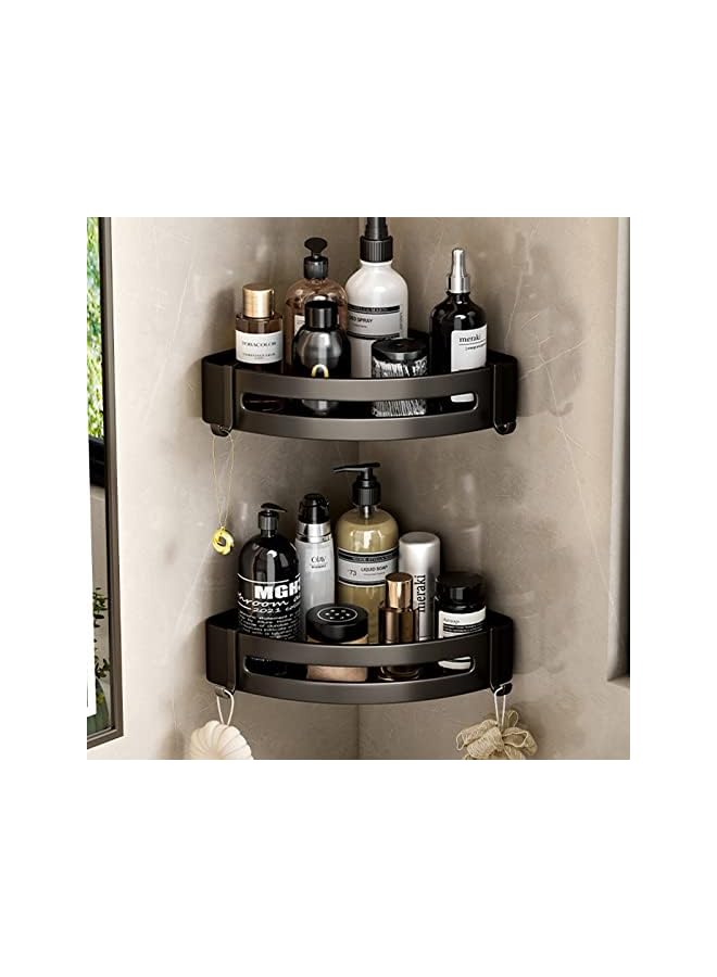 Raxoom Corner Shelf Bathroom Shower Caddy Organizer, Adhesive Shower Shelf Corner No Drilling Bathroom Shower Organizer for Bathroom Kitchen (Double Layer) - Image 2