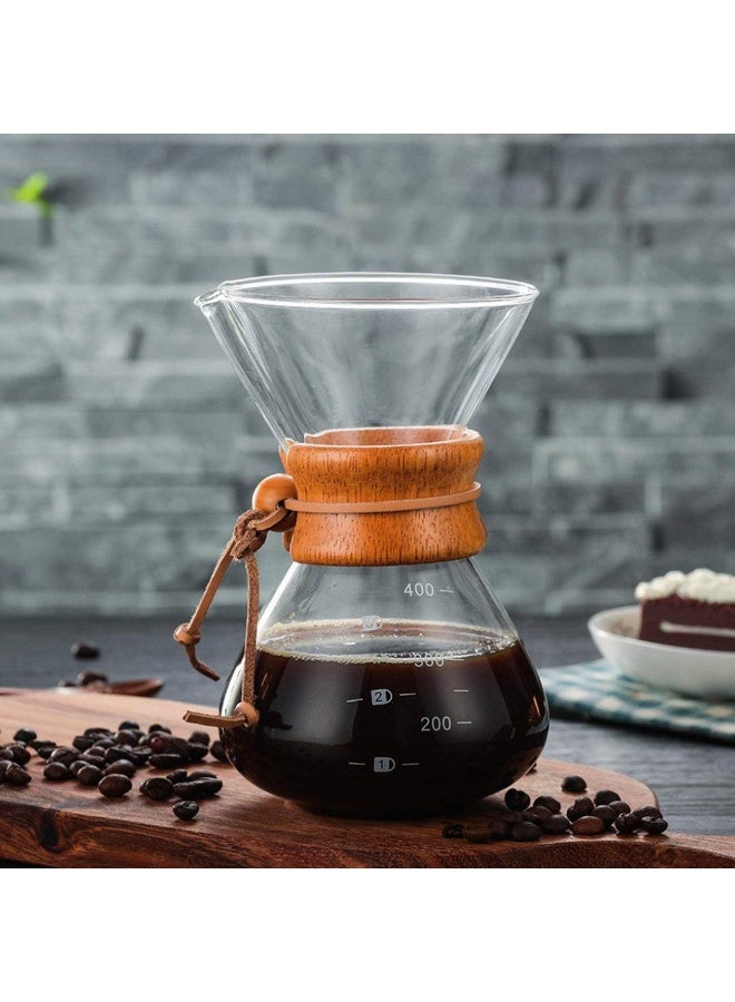 V60 Pour Over Coffee Maker Set 400ml with Reusable Stainless Steel Dripper Filter & Elegant Glass Carafe, Ideal for Specialty Coffee Lovers at Home or Office - Image 5