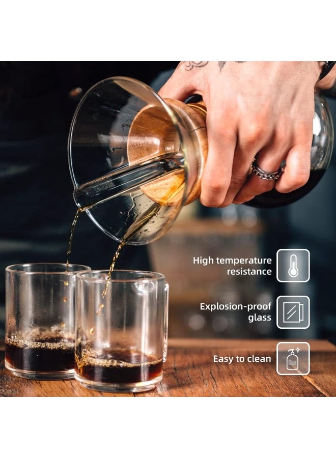V60 Pour Over Coffee Maker Set 400ml with Reusable Stainless Steel Dripper Filter & Elegant Glass Carafe, Ideal for Specialty Coffee Lovers at Home or Office - Image 3