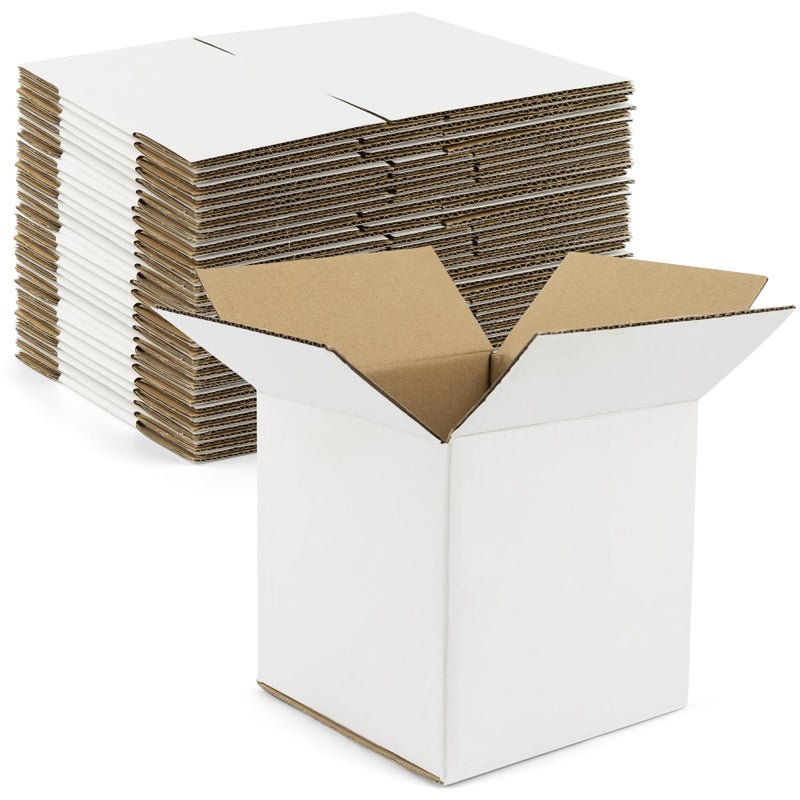 Golden State Art Golden State Art 6x6x6 Inches White Shipping Boxes 28 Pack Corrugated Cardboard Box for Small Business Mailing Shipping and Storage 