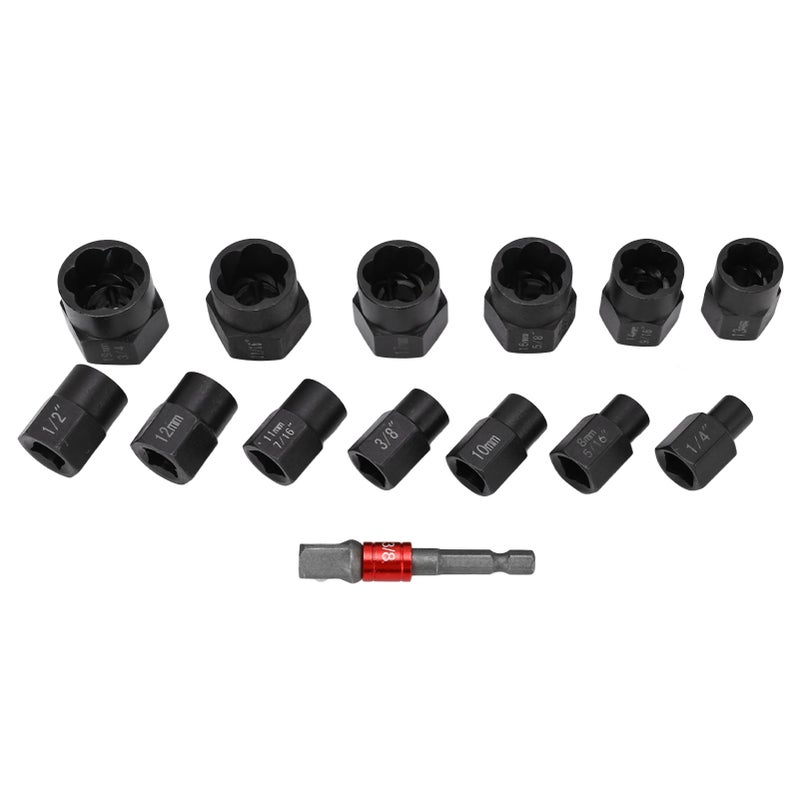 14Pcs Nut Remover Extractor Kit 3/8in Damaged Rusty Bolt Removal Hex Screw Socket - Image 5