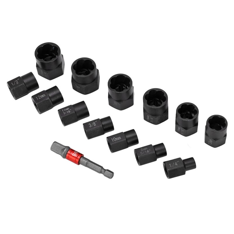 14Pcs Nut Remover Extractor Kit 3/8in Damaged Rusty Bolt Removal Hex Screw Socket - Image 4