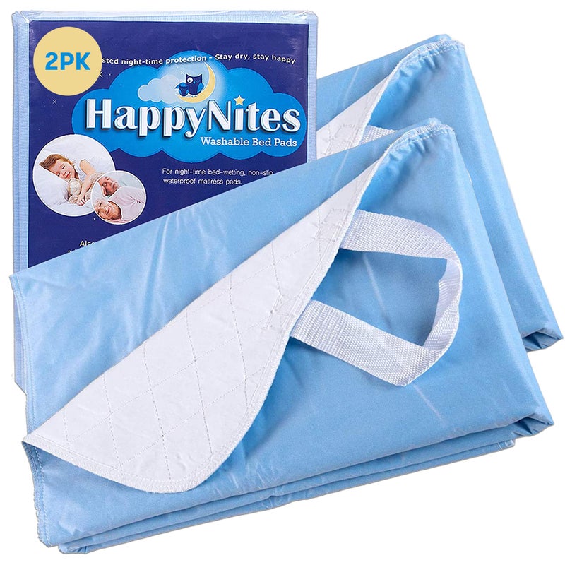 HappyNites HappyNites Bed Pads for Seniors Adults and Kids  2 Pack with Handles 36in X 52in Washable WaterResistant and Reusable  Bedwetting  Incontinence Pads 