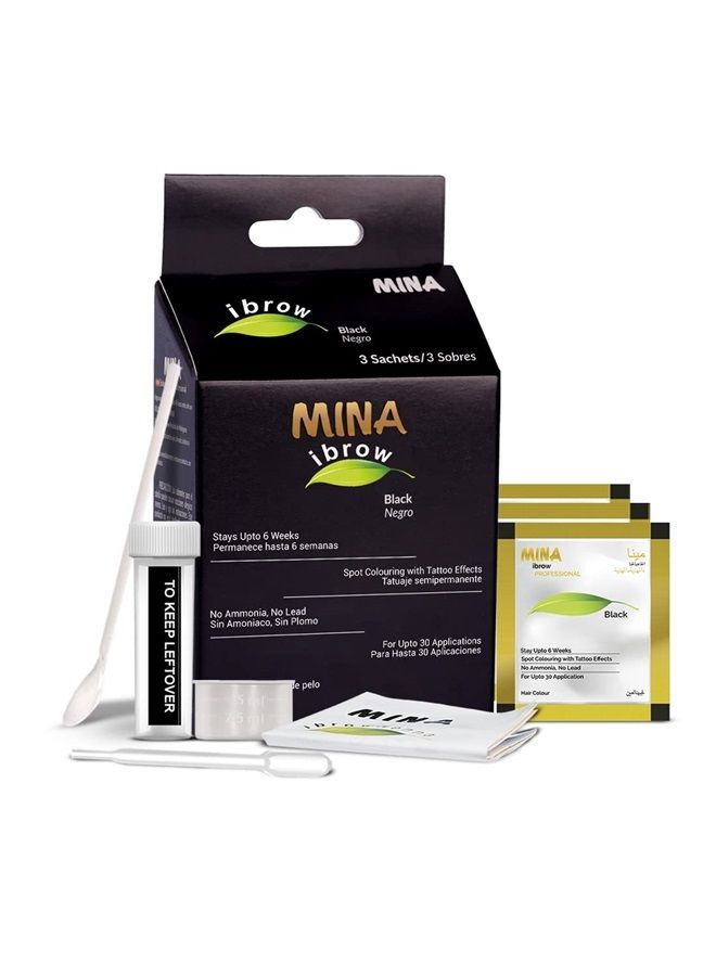 MinaiBrow Mina ibrow Hair Color Black|Natural Spot coloring and Hair Tinting Powder, Water and Smudge Proof | No Ammonia, No Lead with 100% Gray Coverage Up to 30 Applications |Vegan and Cruelty free - Image 1