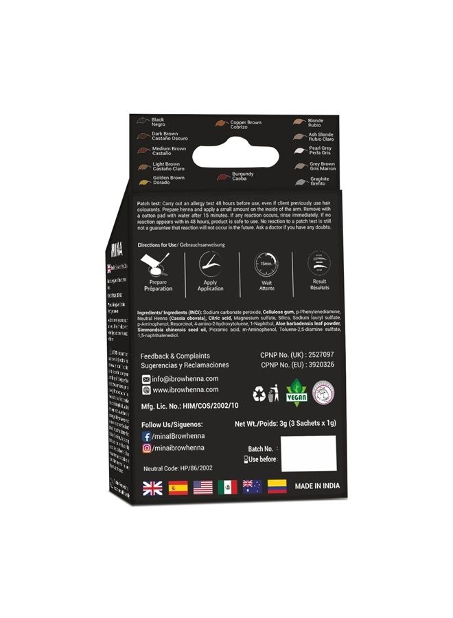 MinaiBrow Mina ibrow Hair Color Black|Natural Spot coloring and Hair Tinting Powder, Water and Smudge Proof | No Ammonia, No Lead with 100% Gray Coverage Up to 30 Applications |Vegan and Cruelty free - Image 2