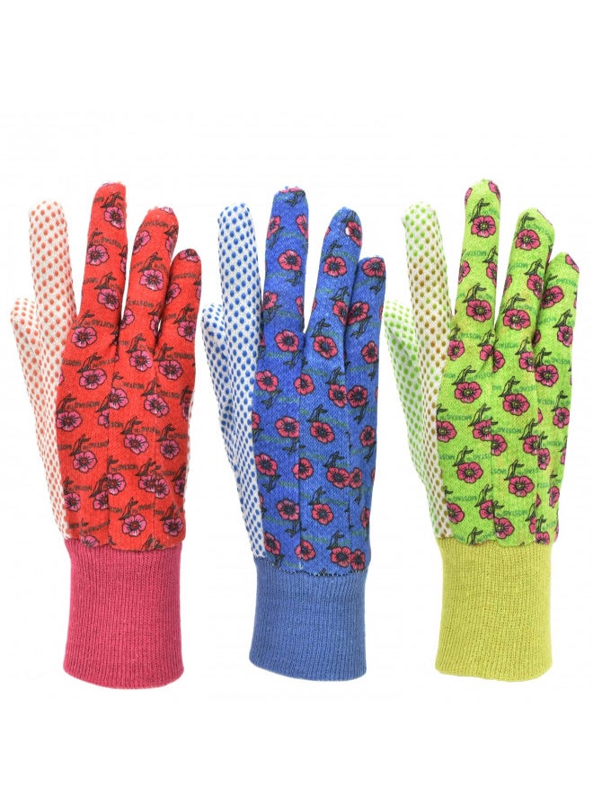 G & F Products G & F 1852-3 Women Soft Jersey Garden Gloves, Women Work Gloves, 3-Pairs Green/Pink/Blue per Pack  - Image 1