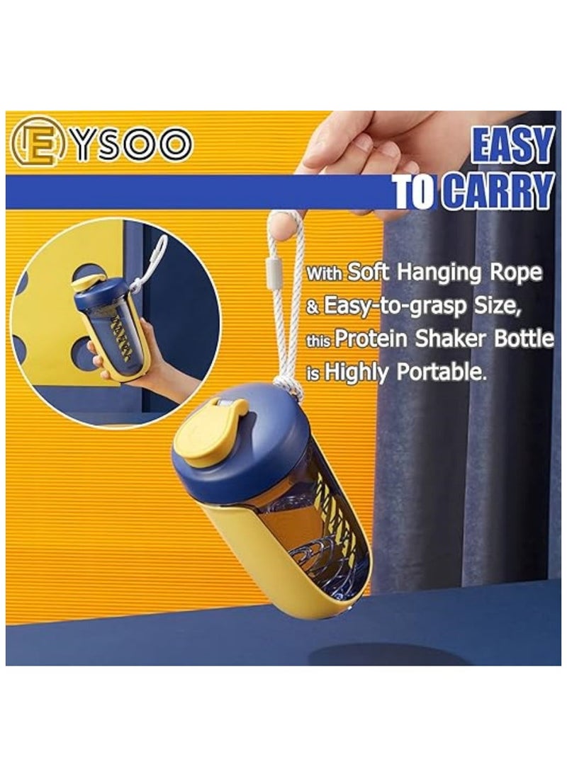 EYSOO - Protein Shaker Bottle 20 oz Protein Shaker Cup Shaker Bottle for Protein Mixes Leakproof Shaker BPA Free Protein Shaker with Blender Ball for Gym Fitness (Yellow) - Image 1