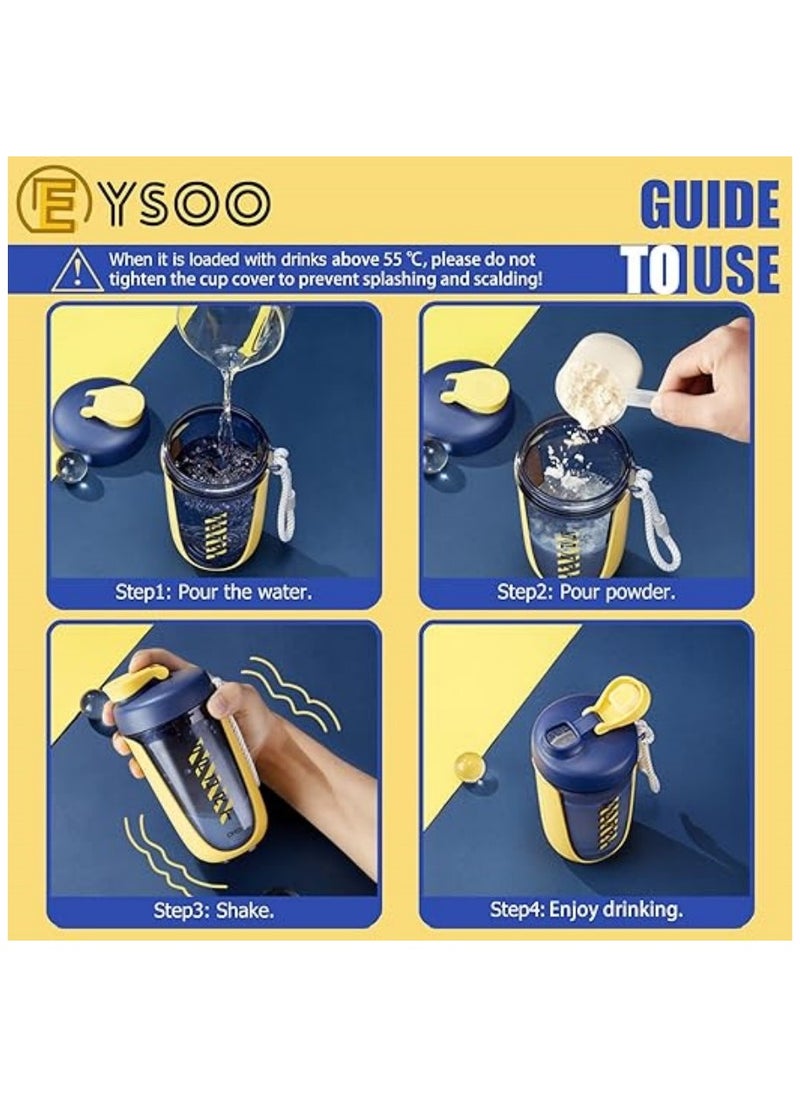 EYSOO - Protein Shaker Bottle 20 oz Protein Shaker Cup Shaker Bottle for Protein Mixes Leakproof Shaker BPA Free Protein Shaker with Blender Ball for Gym Fitness (Yellow) - Image 1