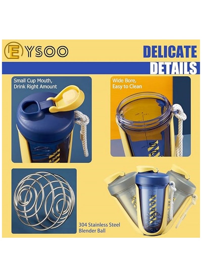 EYSOO - Protein Shaker Bottle 20 oz Protein Shaker Cup Shaker Bottle for Protein Mixes Leakproof Shaker BPA Free Protein Shaker with Blender Ball for Gym Fitness (Yellow) - Image 1