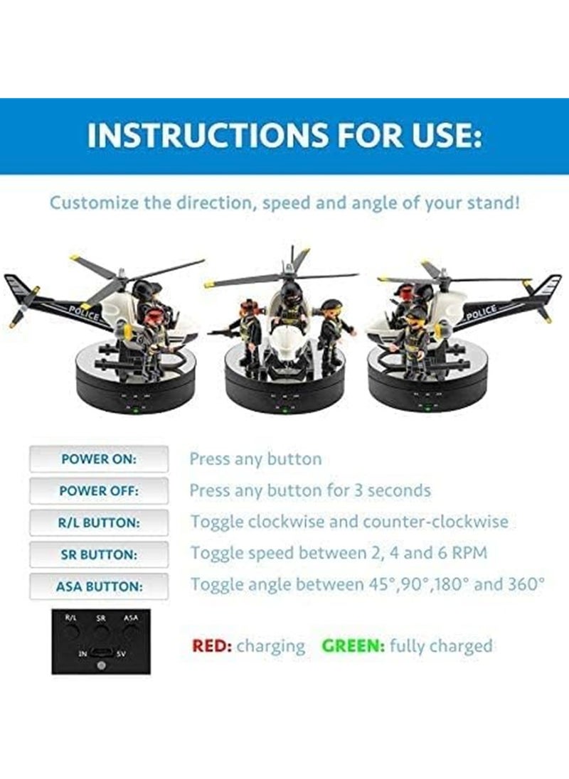 VKL - Photography Props 360 degree Motorized Turntable Show Case for Cake Jewelry Watch Ring Digital Product 3D Models Collectibles Display Adjustable Rotating 3 Speed Turntable (Black) - Image 1