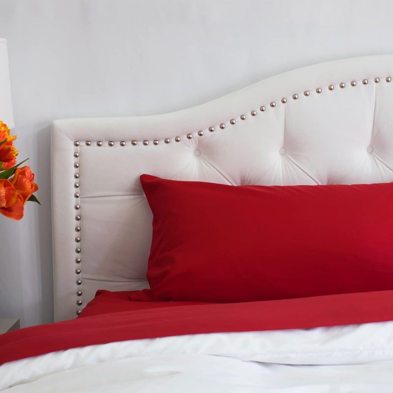 PeachSkinSheets PeachSkinSheets Red Velvet Sheet Set - 1500tc Level of Softness - Extra Soft Cooling Sheets for Hot Sleepers and Night Sweats - Split Head King Size (36"" Split)  - Image 1
