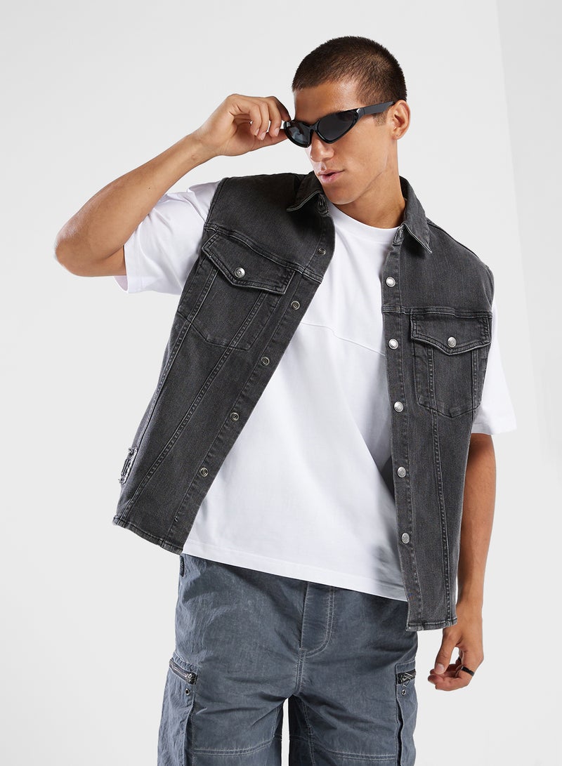 izzue Denim Embroidery Patch Jacket  - Image 1