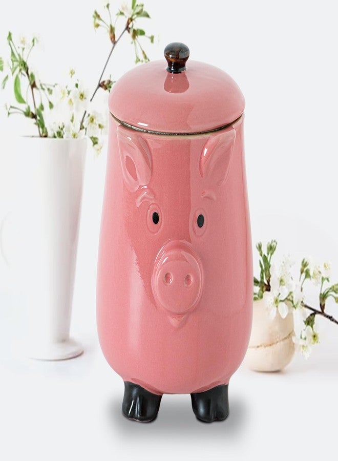 GABROC Pig Shaped Cookie Jar - Ceramic Candy Jar with Airtight Lid, Pink Piggy Kitchen Canister for Cookies, Snacks & Treats Storage, Cute Farmhouse Countertop Decor - Image 2