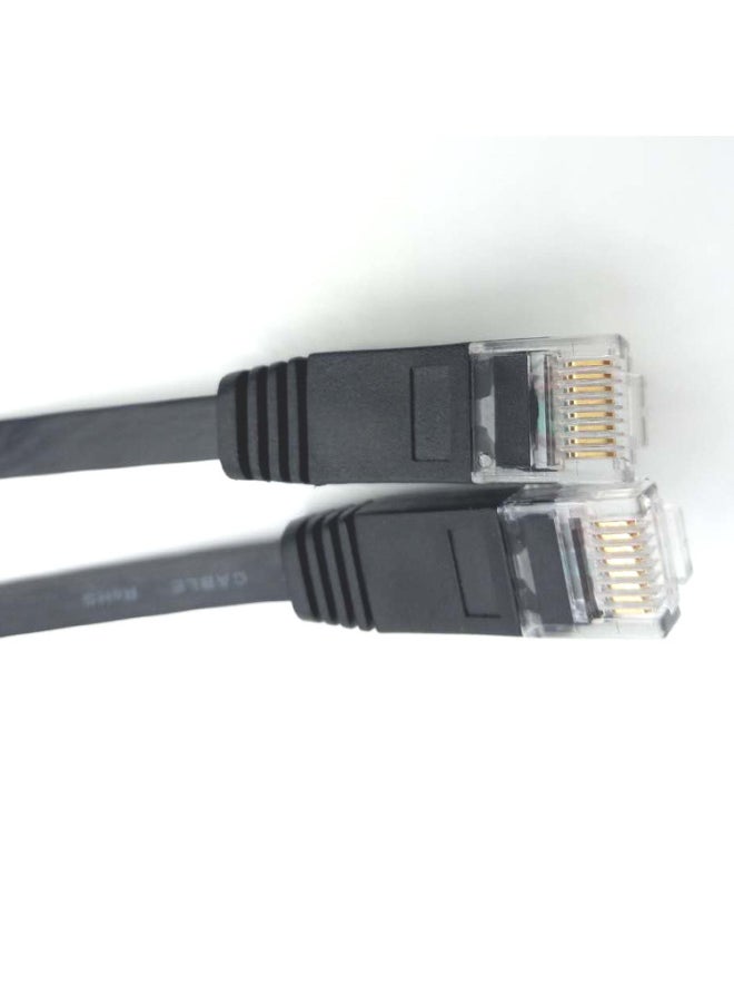 Generic CAT6 Jumper 6 Type Flat Network Cable Gigabit Oxygen-free Copper Pure Copper 1 M Twisted Pair Network Super Six Type Flat Network-Color:Black-Line Length:1 M  - Image 1