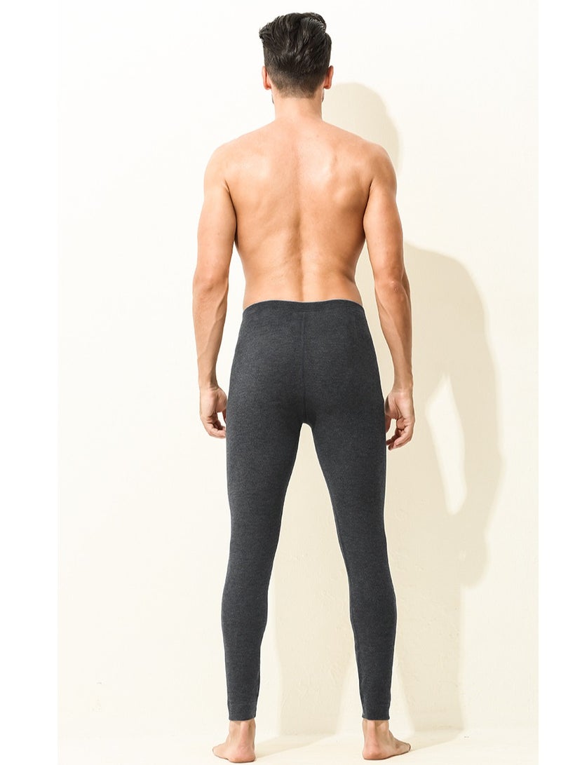 Loquat Men's Solid Color Tights Leggings Underwear Pants Long Johns Bottoms Wintergear  Warm Base Layer Bottoms Dark Grey  - Image 2