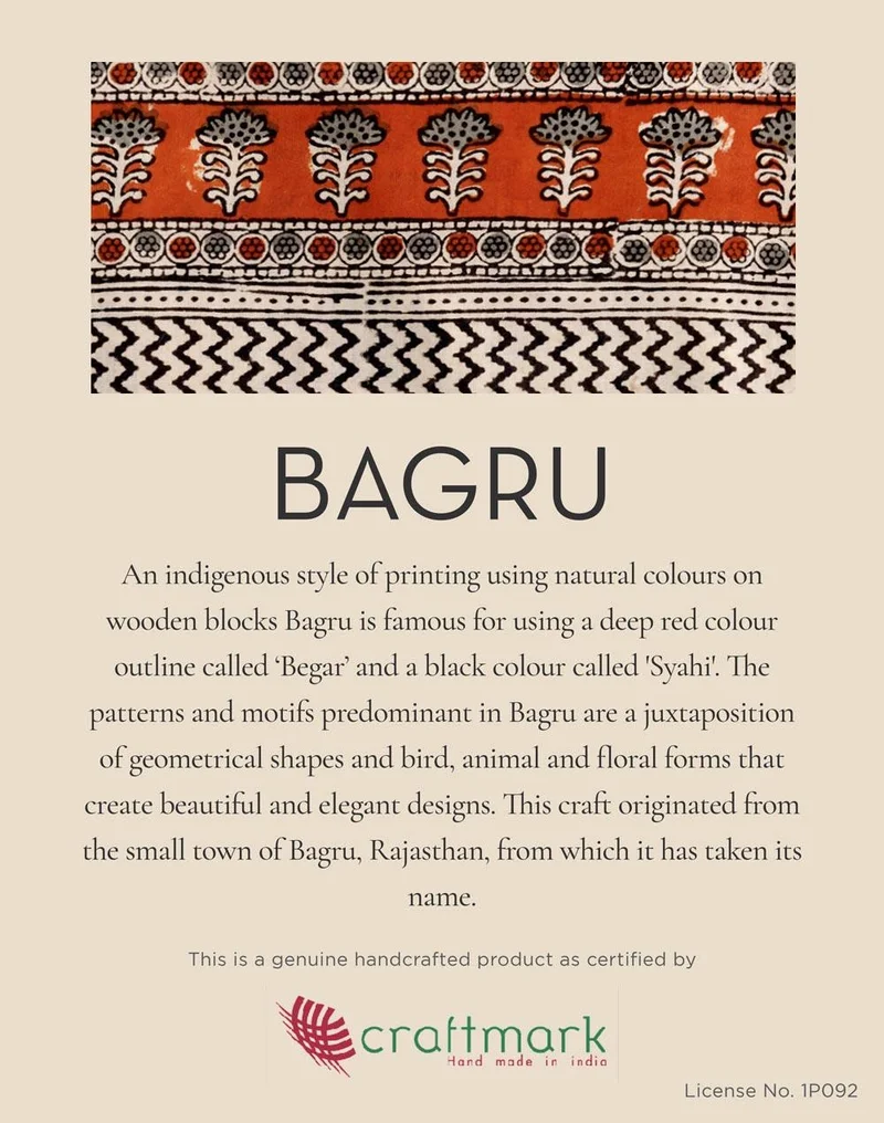 Fabindia Indigo Cotton Bagru Printed Long Kurta