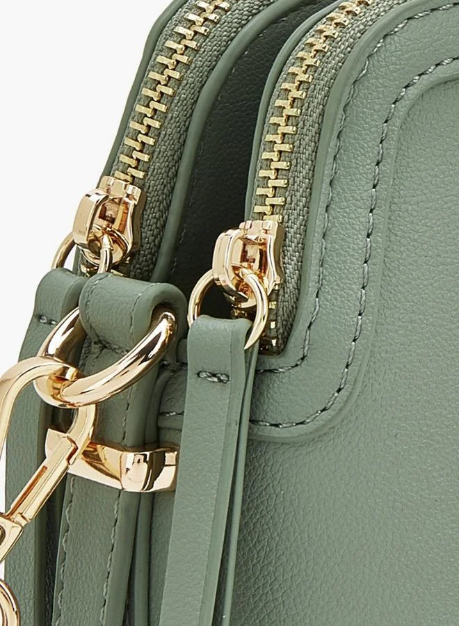 Flora Bella By Shoexpress GREEN Solid Crossbody Bag With Detachable Strap for Women | Best Price UAE