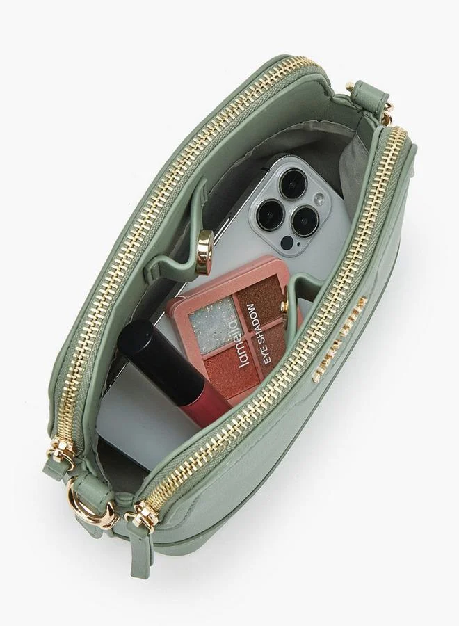 Flora Bella By Shoexpress GREEN Solid Crossbody Bag With Detachable Strap for Women | Best Price UAE