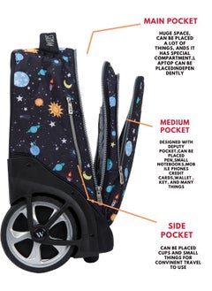 Wires 3 Piece Kids School Trolley Bag laptop compartment Big Wheels With Lunch bag & Pencil Case  - Image 5