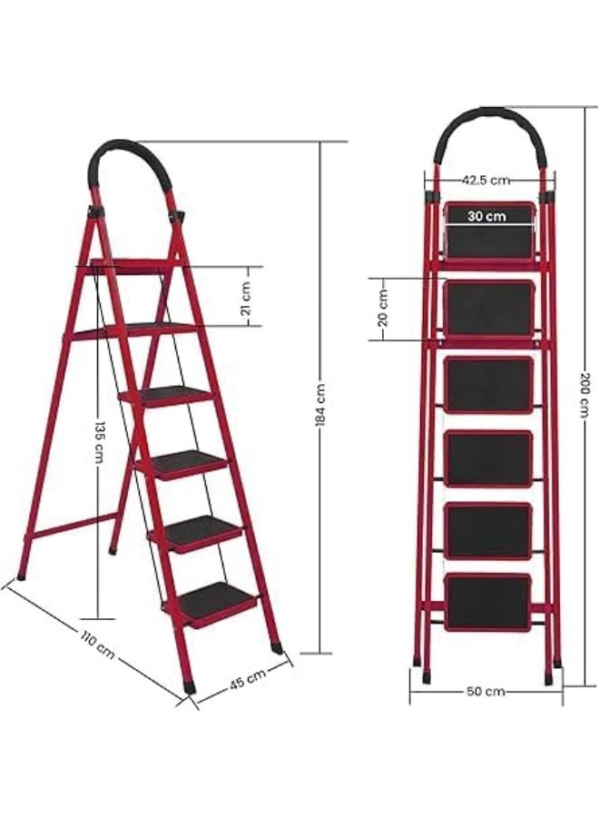 6-Step Folding Ladder, Rust-Resistant Design with Stable Structure, Safe Climbing Support for Home Maintenance, Cleaning and Professional Tasks - Image 4