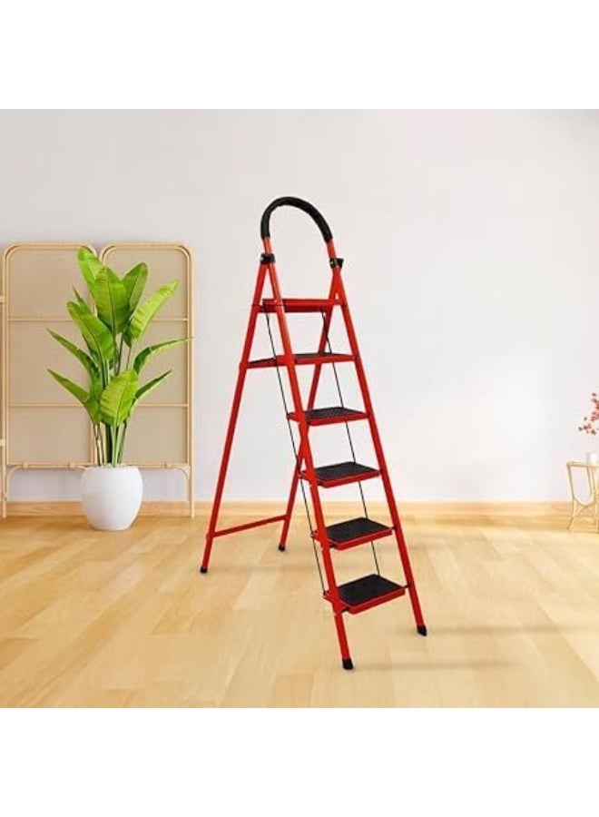 6-Step Folding Ladder, Rust-Resistant Design with Stable Structure, Safe Climbing Support for Home Maintenance, Cleaning and Professional Tasks - Image 1