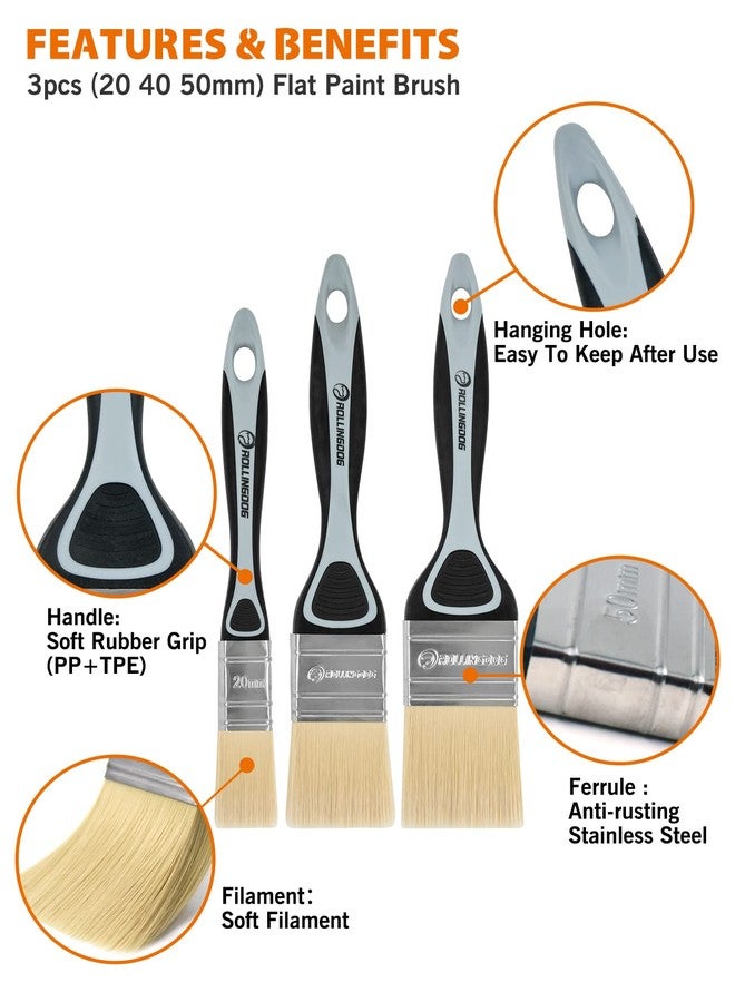 ROLLINGDOG Paint Brush Set - Soft Paint Brush for Walls,Smooth Surfaces,Furniture,DIY Detail Painting (3 PC Pack, 20mm, 40mm, 50mm) - Image 4