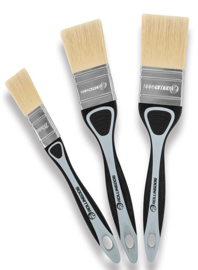 ROLLINGDOG Paint Brush Set - Soft Paint Brush for Walls,Smooth Surfaces,Furniture,DIY Detail Painting (3 PC Pack, 20mm, 40mm, 50mm) - Image 1